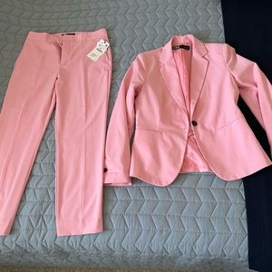 Zara, pink bubblegum pink suit - pants are size 38, jacket is size 34
